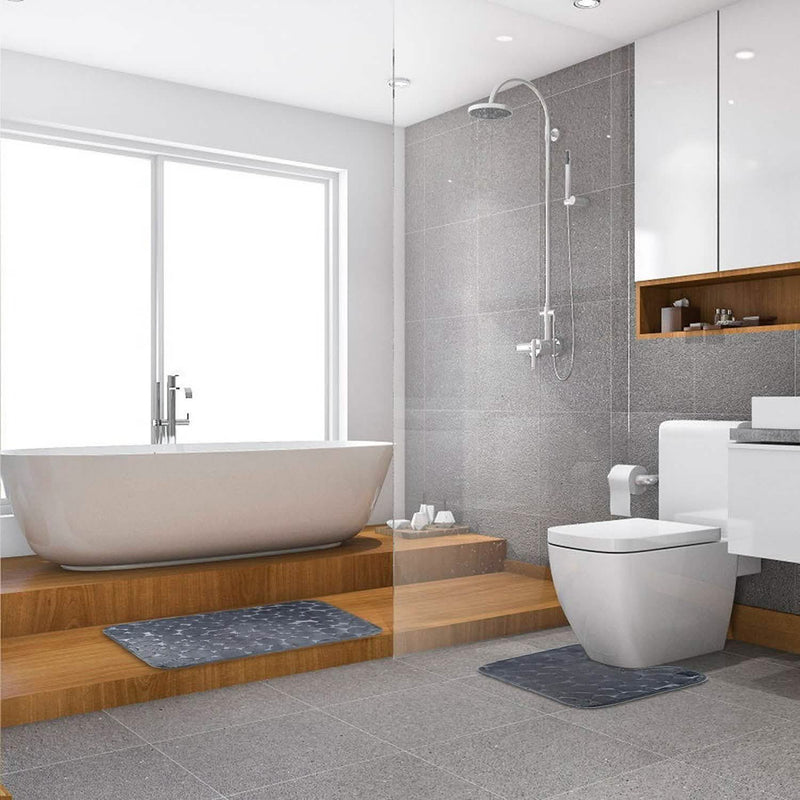 2-Pieces Set: Bathroom Rugs Luxury Flannel Non-Slip Bath - DailySale
