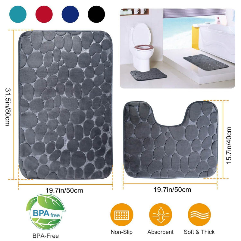 2-Pieces Set: Bathroom Rugs Luxury Flannel Non-Slip Bath - DailySale