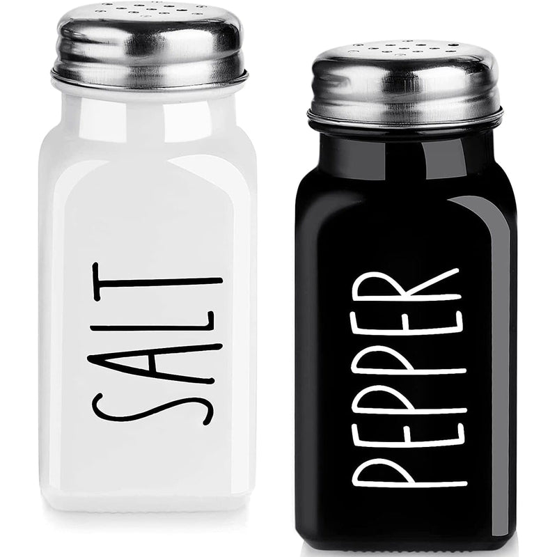Glass Farmhouse Salt and Pepper shakers set - Cute Black Salt and