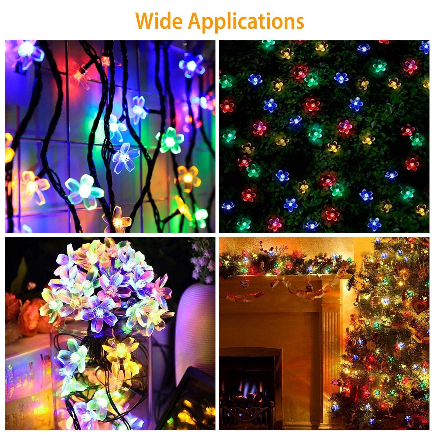 2-Pieces: Solar Power String Lights 50 LED Beads Fairy Sakura Flower String & Fairy Lights - DailySale