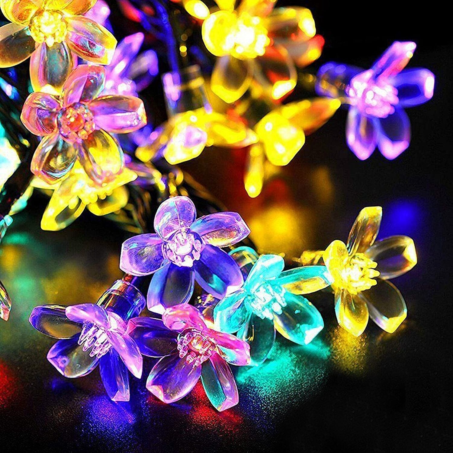 2-Pieces: Solar Power String Lights 50 LED Beads Fairy Sakura Flower String & Fairy Lights - DailySale