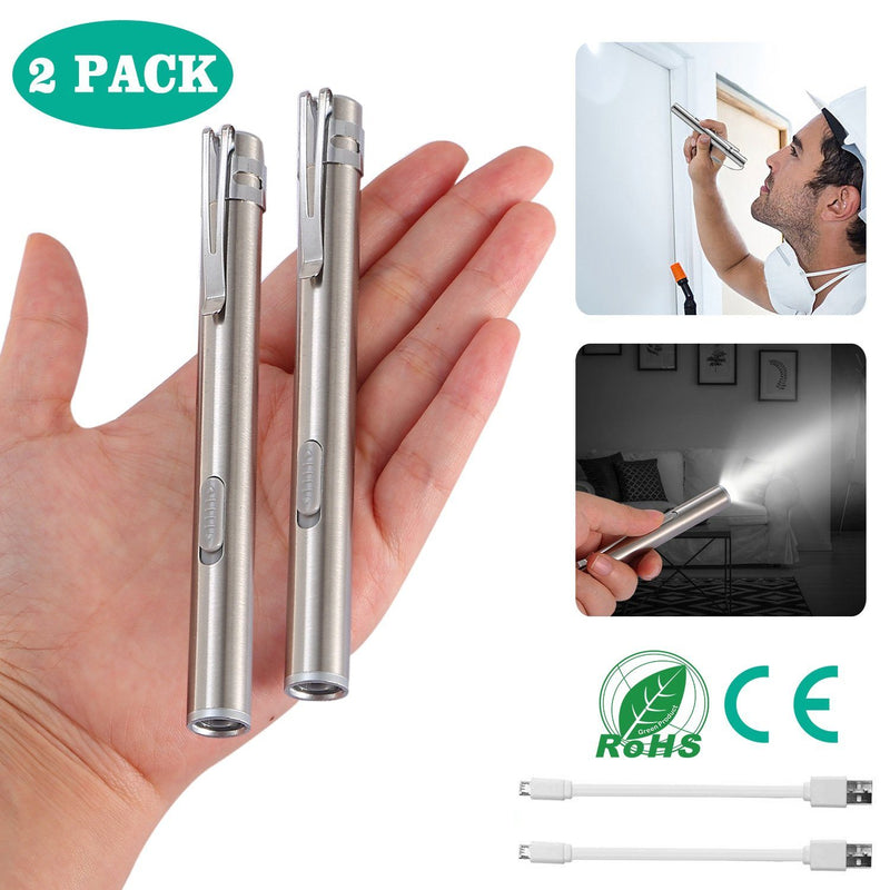 2-Pieces: Stainless Steel Flashlight Repair Water Resistant for Medical Students Sports & Outdoors - DailySale