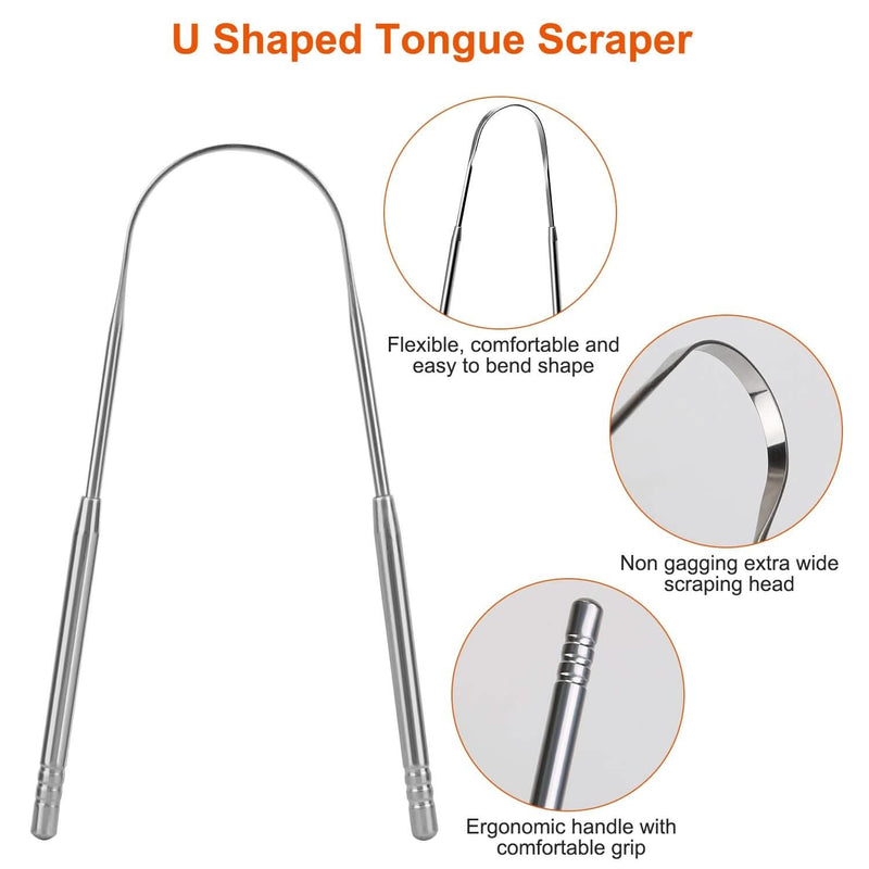 2-Pieces: Tongue Scraper Cleaner Stainless Steel Beauty & Personal Care - DailySale