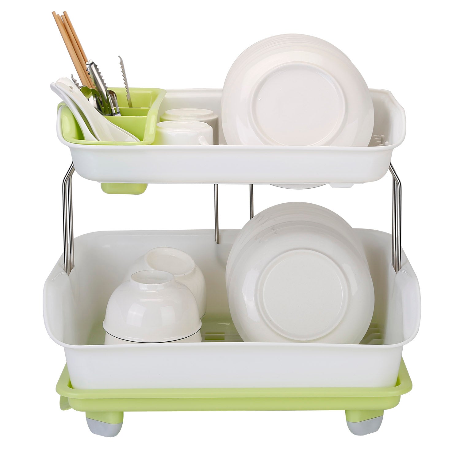 2-Tier Dish Drying Rack Cutlery Drainer Kitchen Storage - DailySale