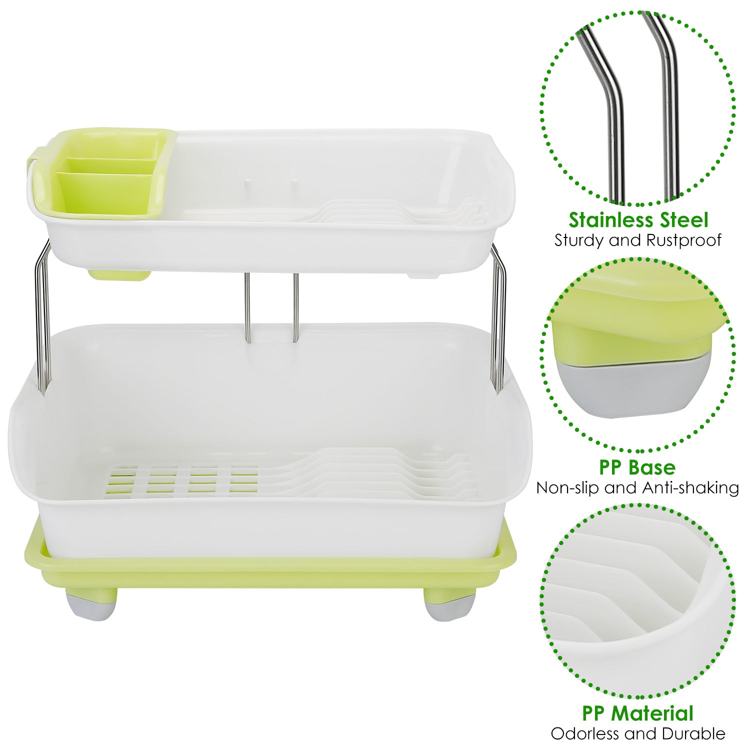 2-Tier Dish Drying Rack Cutlery Drainer Kitchen Storage - DailySale