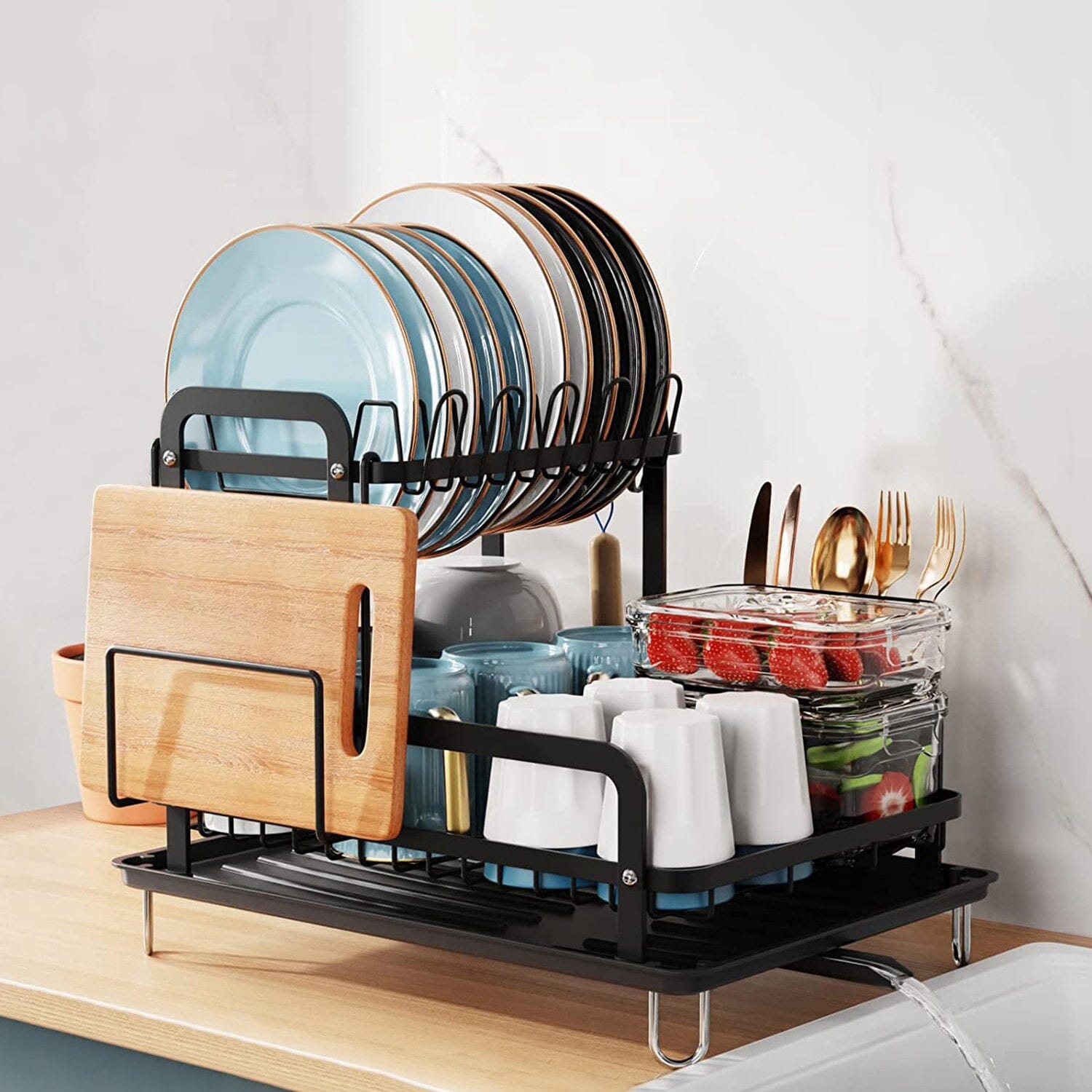 2-Tier Dish Drying Rack Kitchen Storage - DailySale