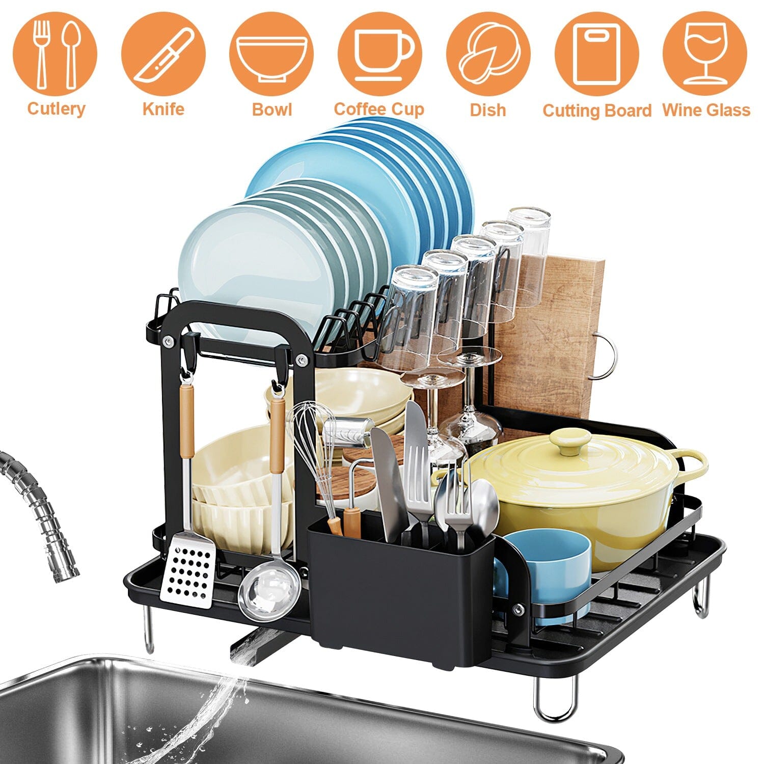 2-Tier Dish Drying Rack Kitchen Storage - DailySale