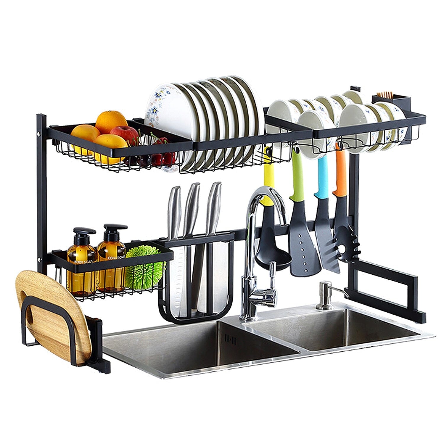 2-Tier Over the Sink Dish Drying Rack Kitchen Storage - DailySale