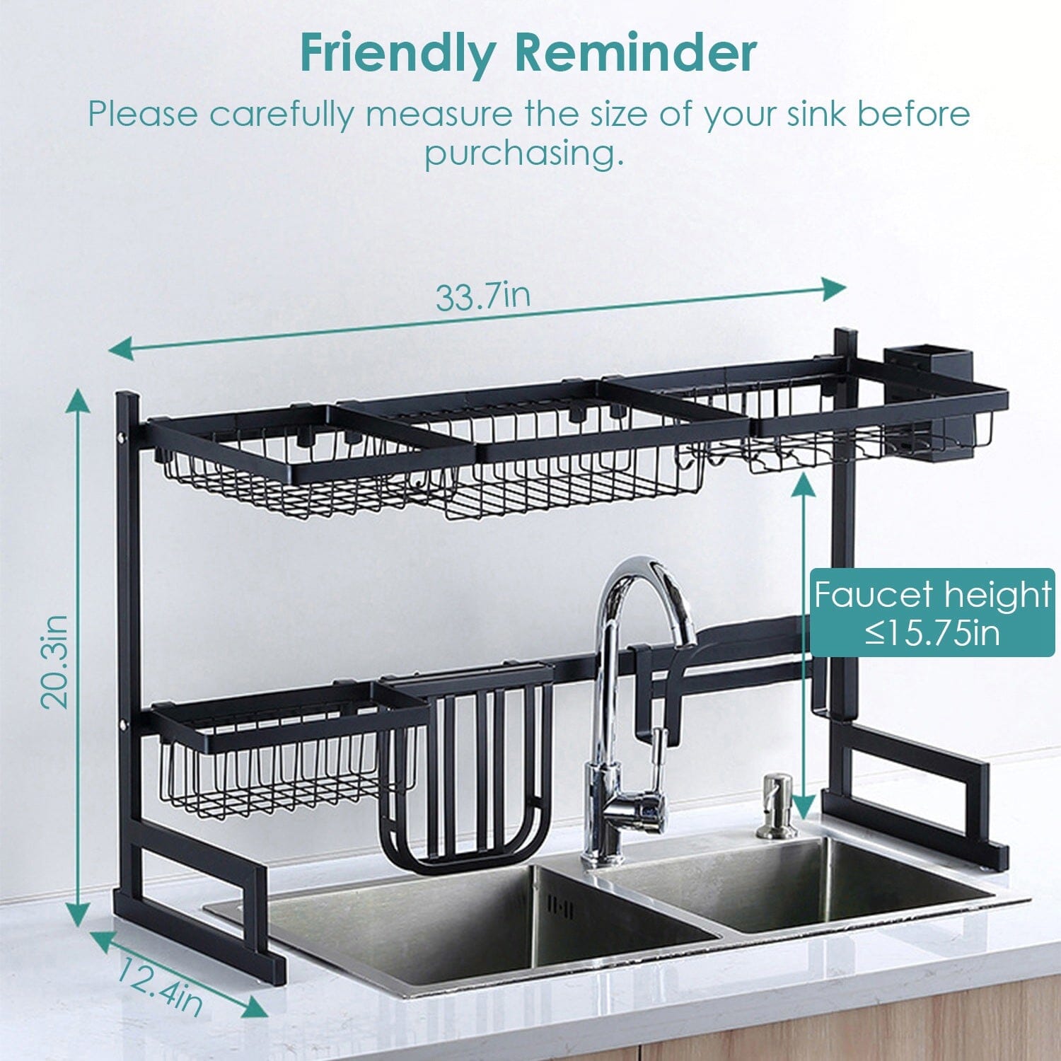 2-Tier Over the Sink Dish Drying Rack Kitchen Storage - DailySale