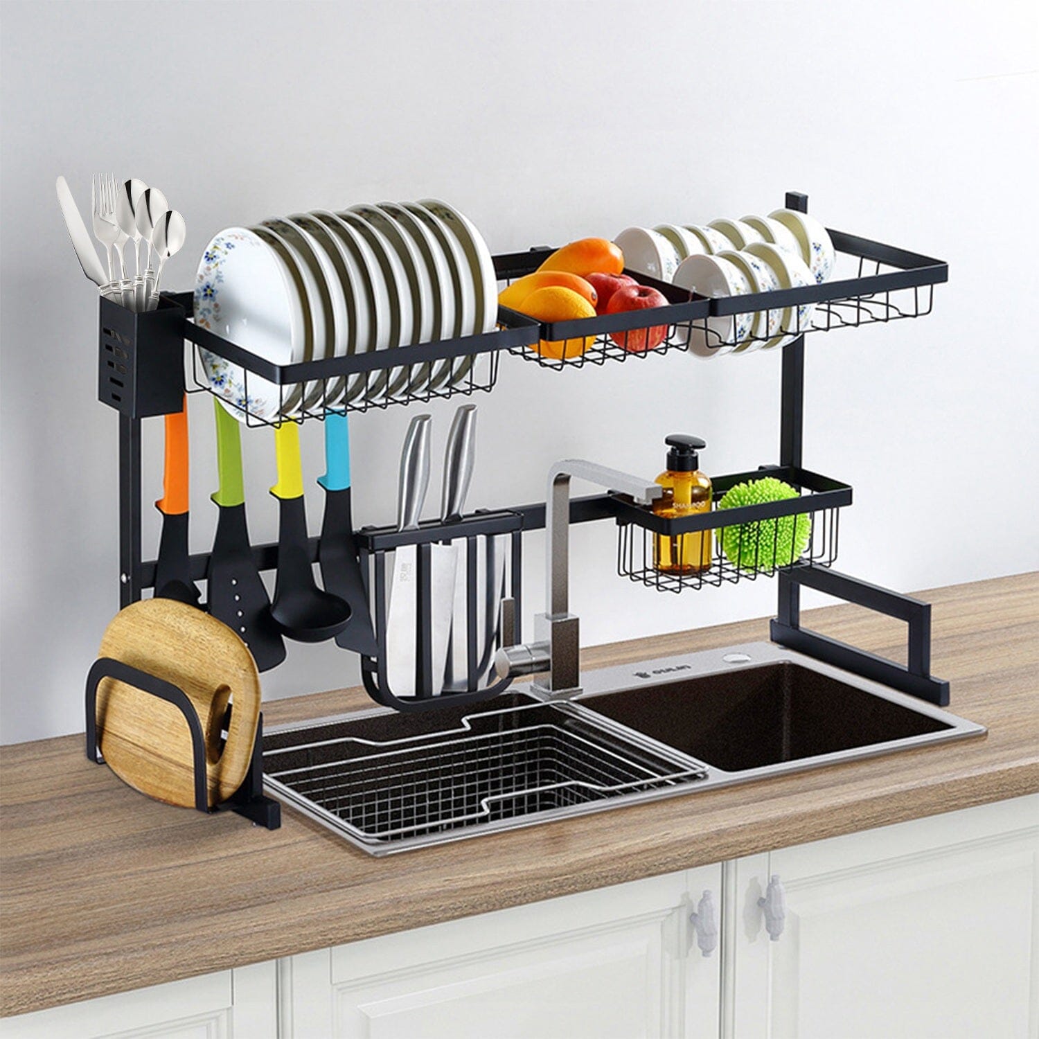 2-Tier Over the Sink Dish Drying Rack Kitchen Storage - DailySale