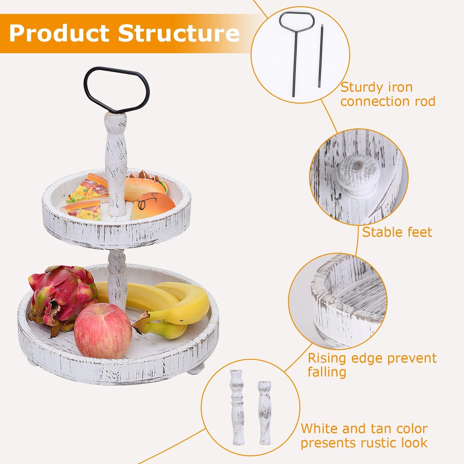 2-Tier Serving Tray Round Farmhouse Kitchen Kitchen Storage - DailySale