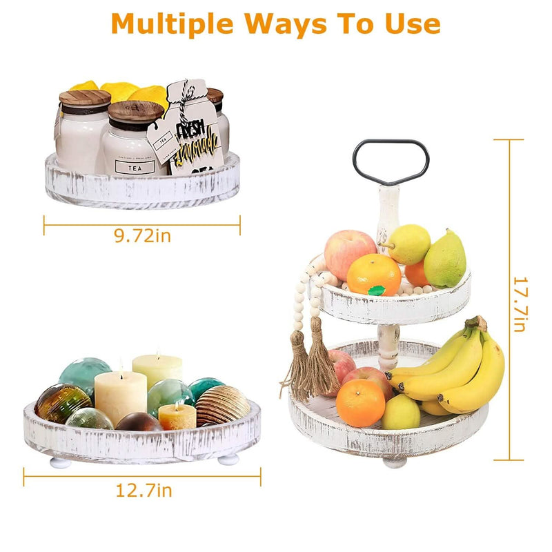 2-Tier Serving Tray Round Farmhouse Kitchen Kitchen Storage - DailySale