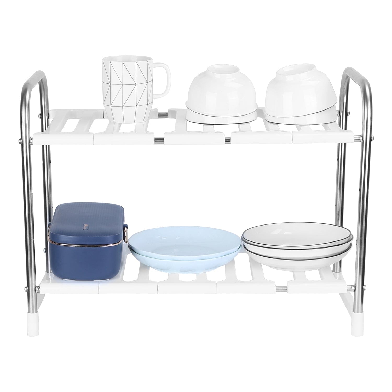 2-Tier Under Sink Organizer Retractable Kitchen Rack Holder Kitchen Storage - DailySale