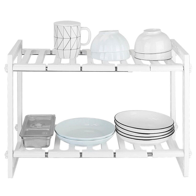 2-Tier Under Sink Organizer Retractable Space Saving Storage Kitchen Storage - DailySale