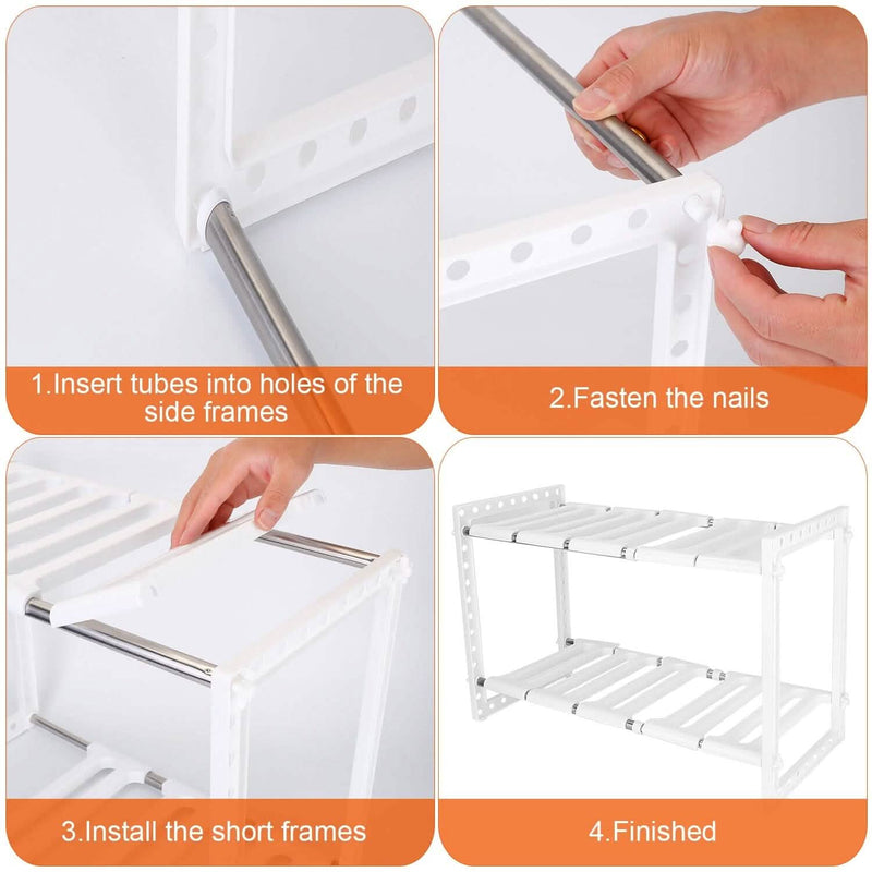 2-Tier Under Sink Organizer Retractable Space Saving Storage Kitchen Storage - DailySale