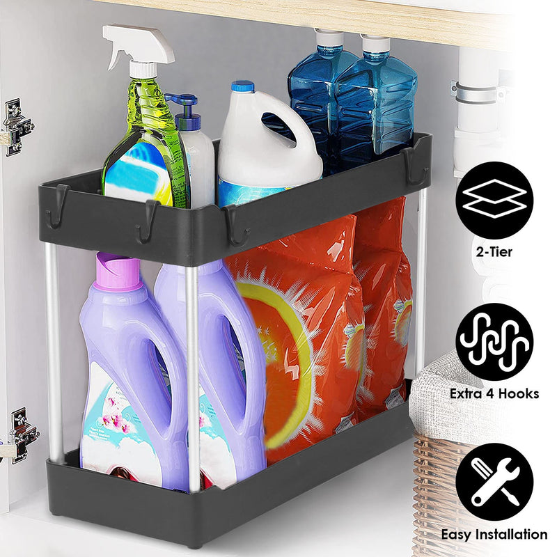 2-Tier Under Sink Shelf Organizer Closet & Storage - DailySale
