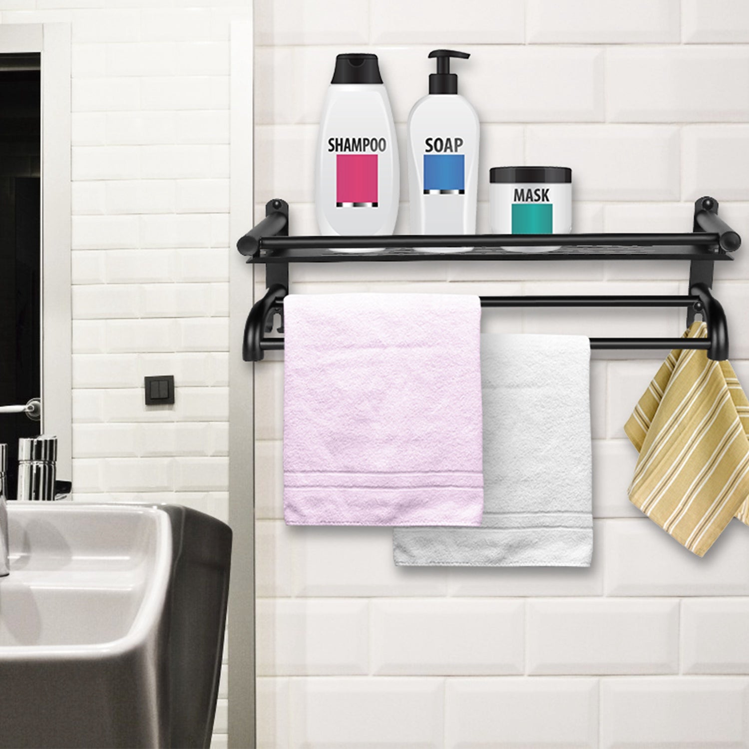 2-Tier Wall Mounted Towel Rack Bath - DailySale