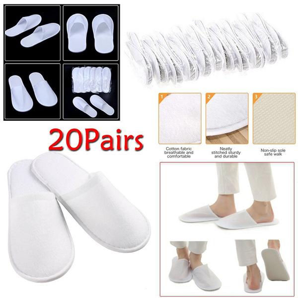 20-Pairs: Spa Hotel Guest Soft Slippers Closed Toe Disposable Travel Slipper Bags & Travel - DailySale