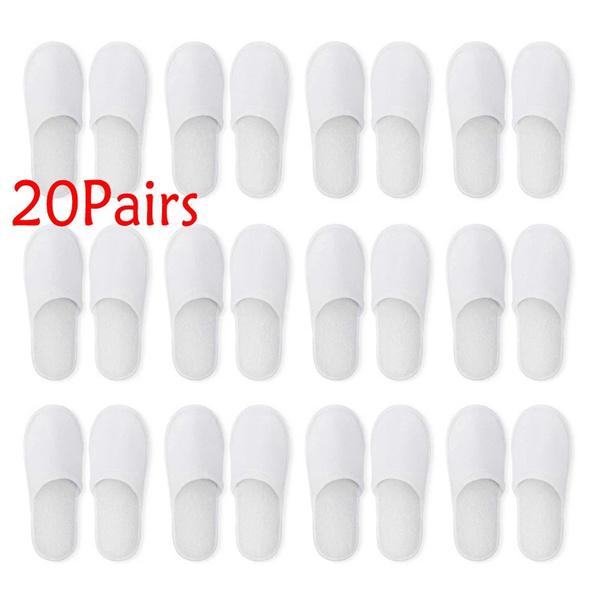 20-Pairs: Spa Hotel Guest Soft Slippers Closed Toe Disposable Travel Slipper Bags & Travel - DailySale