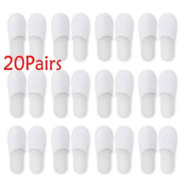20-Pairs: Spa Hotel Guest Soft Slippers Closed Toe Disposable Travel Slipper Bags & Travel - DailySale