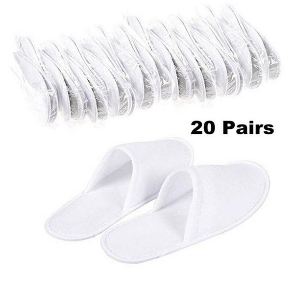 20-Pairs: Spa Hotel Guest Soft Slippers Closed Toe Disposable Travel Slipper Bags & Travel - DailySale