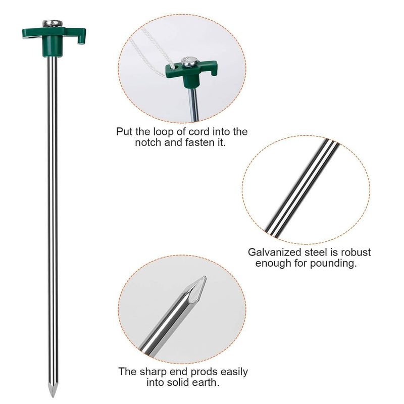 20-Piece: 9.8-Inch Tent Pegs Ropes Set Sports & Outdoors - DailySale