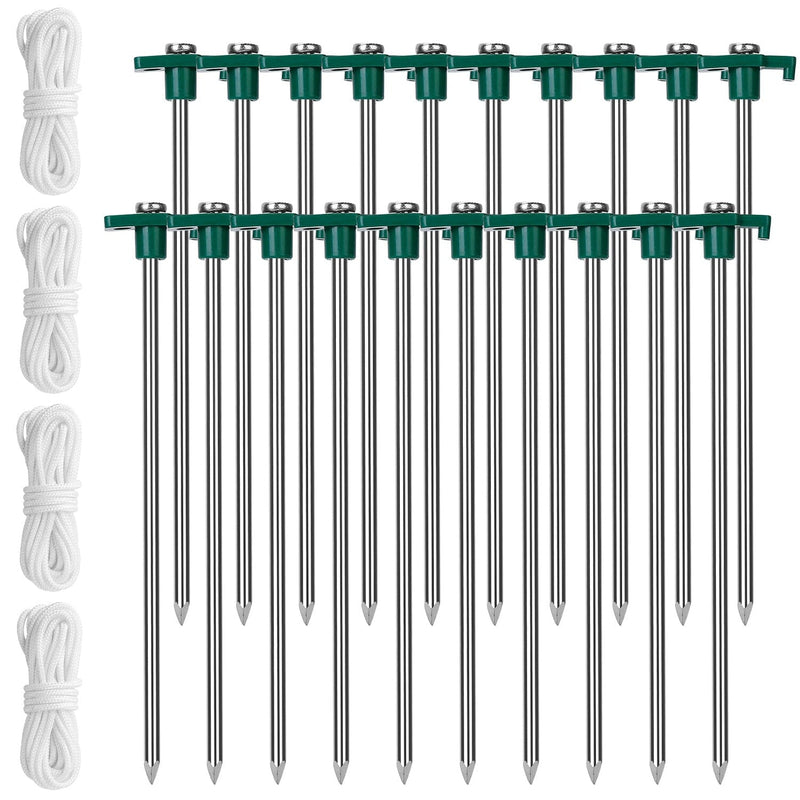 20-Piece: 9.8-Inch Tent Pegs Ropes Set Sports & Outdoors - DailySale