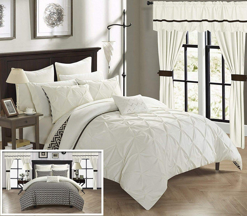 20-Piece: Knoxville Reversible Comforter Complete Bed Linen & Bedding King Beige - DailySale