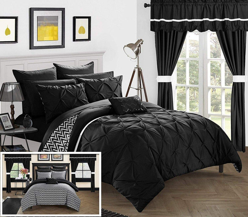 20-Piece: Knoxville Reversible Comforter Complete Bed Linen & Bedding King Black - DailySale
