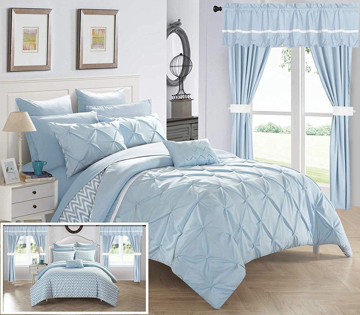 20-Piece: Knoxville Reversible Comforter Complete Bed Linen & Bedding King Blue - DailySale