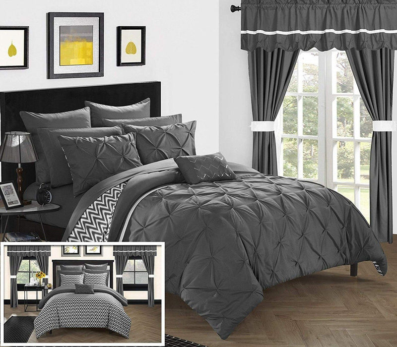 20-Piece: Knoxville Reversible Comforter Complete Bed Linen & Bedding King Gray - DailySale