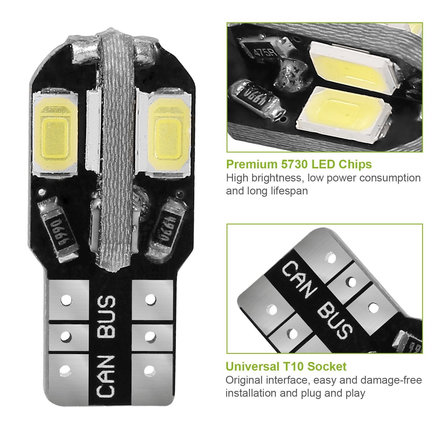 20-Piece: T10 SMD5730 LED Light Bulbs Automotive - DailySale