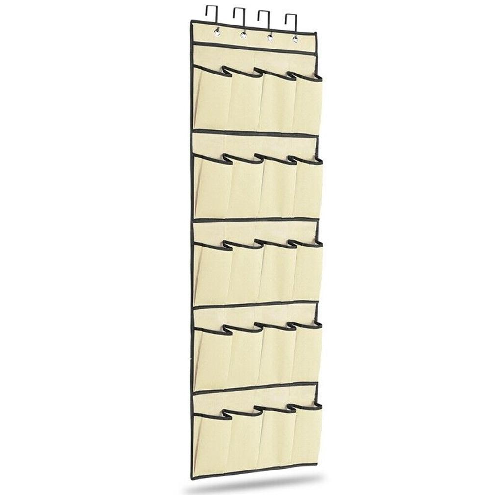 20 Pocket: Over the Door Shoe Rack Organizer Home Essentials Beige - DailySale