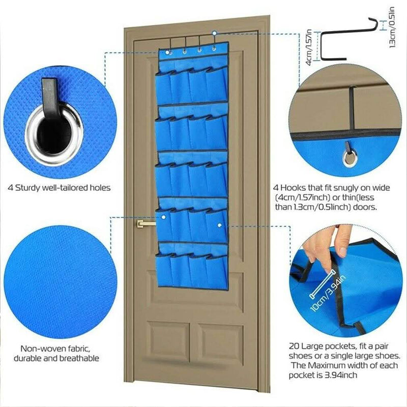 20 Pocket: Over the Door Shoe Rack Organizer Home Essentials - DailySale