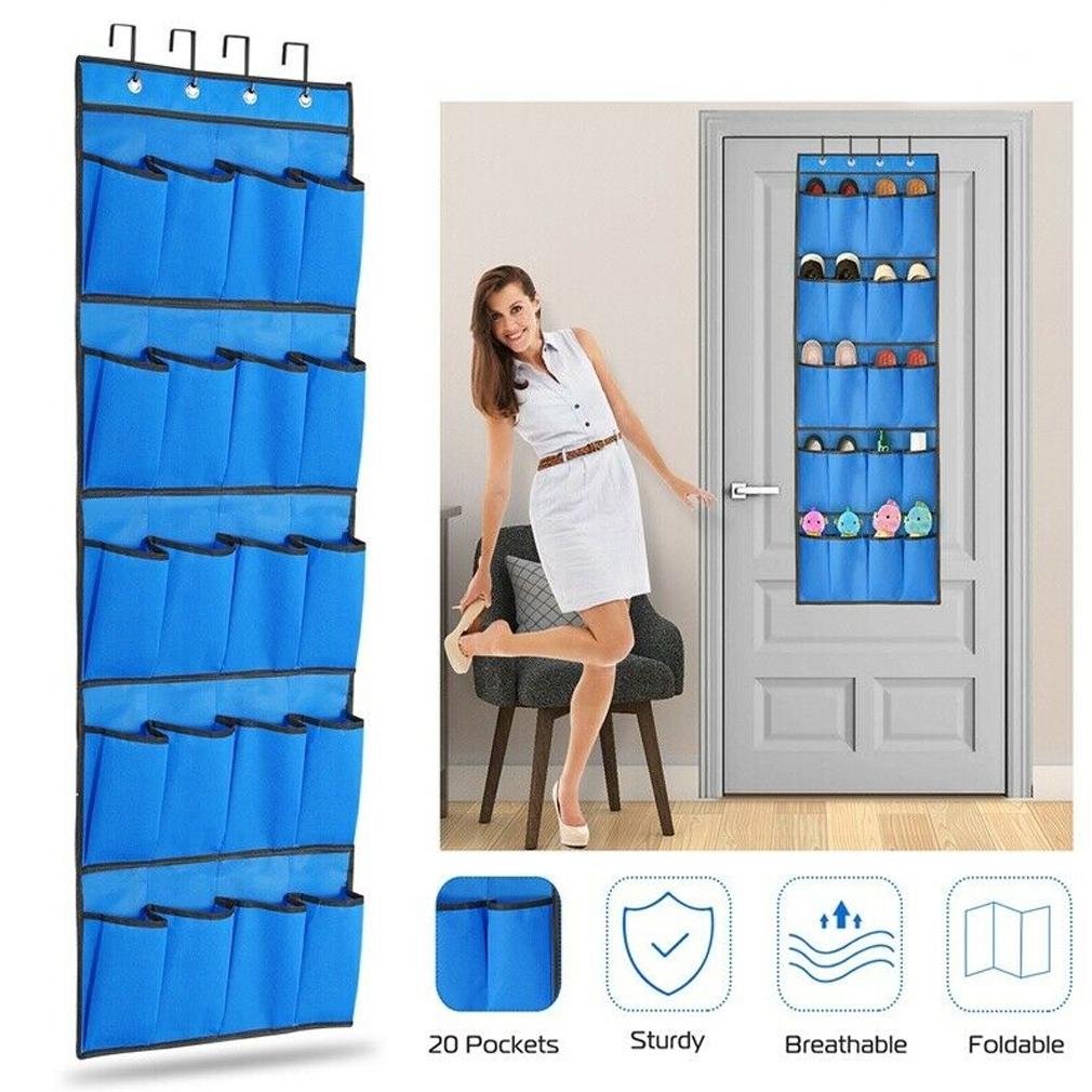 20 Pocket: Over the Door Shoe Rack Organizer Home Essentials - DailySale