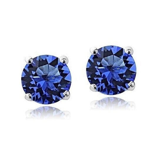 2.00 Cttw 18k White Gold Filled High Polish Finish Round Crystal Blue Stud Earrings Earrings - DailySale