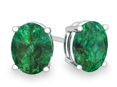 2.00 CTTW Emerald Oval Cut Studs in Sterling Silver Jewelry - DailySale
