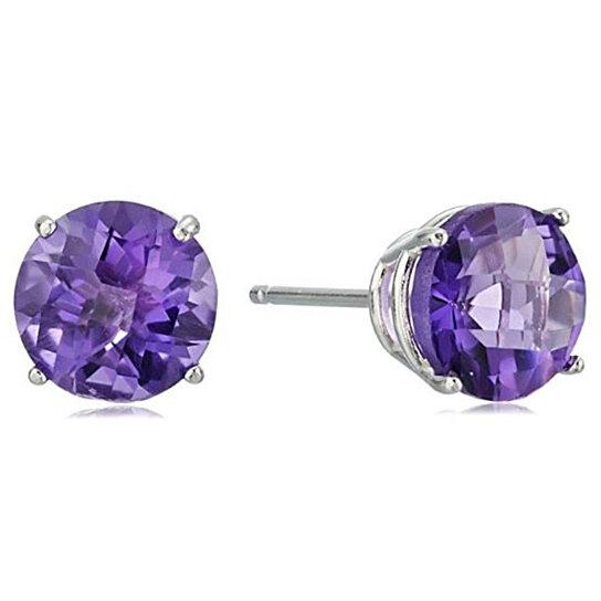 2.00 CTTW Solid Sterling Silver Round Cut Amethyst Studs Earrings - DailySale