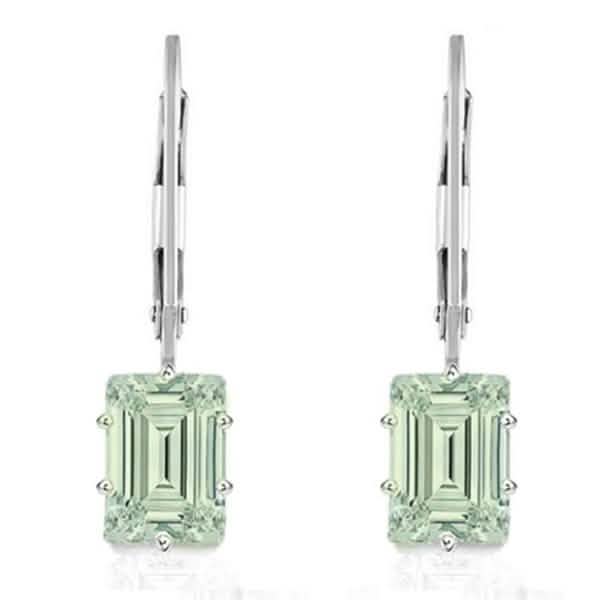 2.00 CTW Genuine Amethyst Emerald Cut Leverback Earrings - Assorted Colors Jewelry Green Amethyst - DailySale