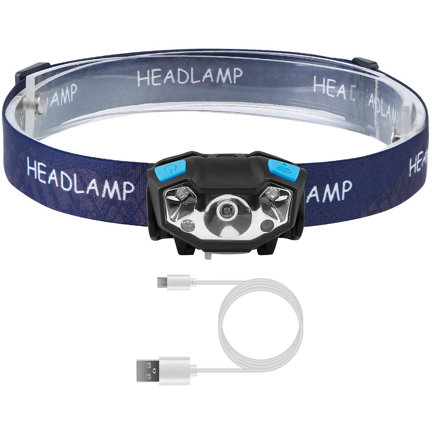 20000LM LED Headlamp USB Rechargeable Wave Motion Sensor Headlight Sports & Outdoors - DailySale