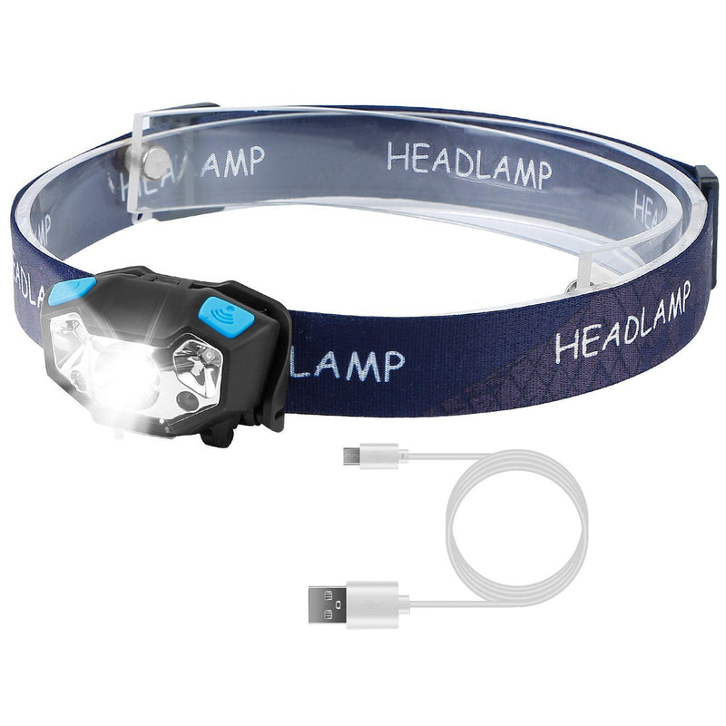20000LM LED Headlamp USB Rechargeable Wave Motion Sensor Headlight Sports & Outdoors - DailySale