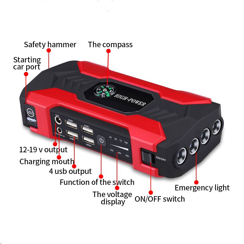 28000mah Car Jump Starter Power Bank 200-600a 12v Portable Battery