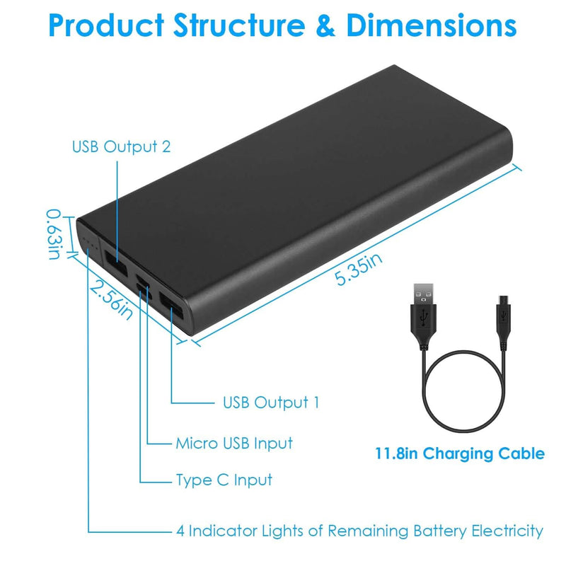 20000mAh Power Bank Portable External Battery Pack with Dual USB Output Ports Type C Micro USB Input Mobile Accessories - DailySale