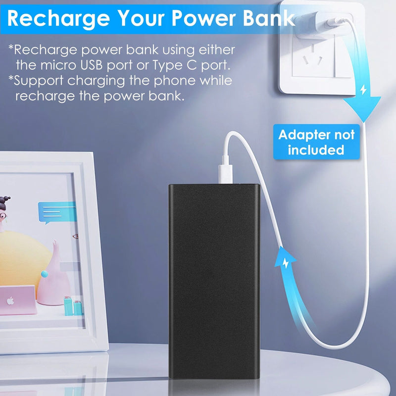 Power Bank 20000mAh Portable Charger Dual USB Output External Cell