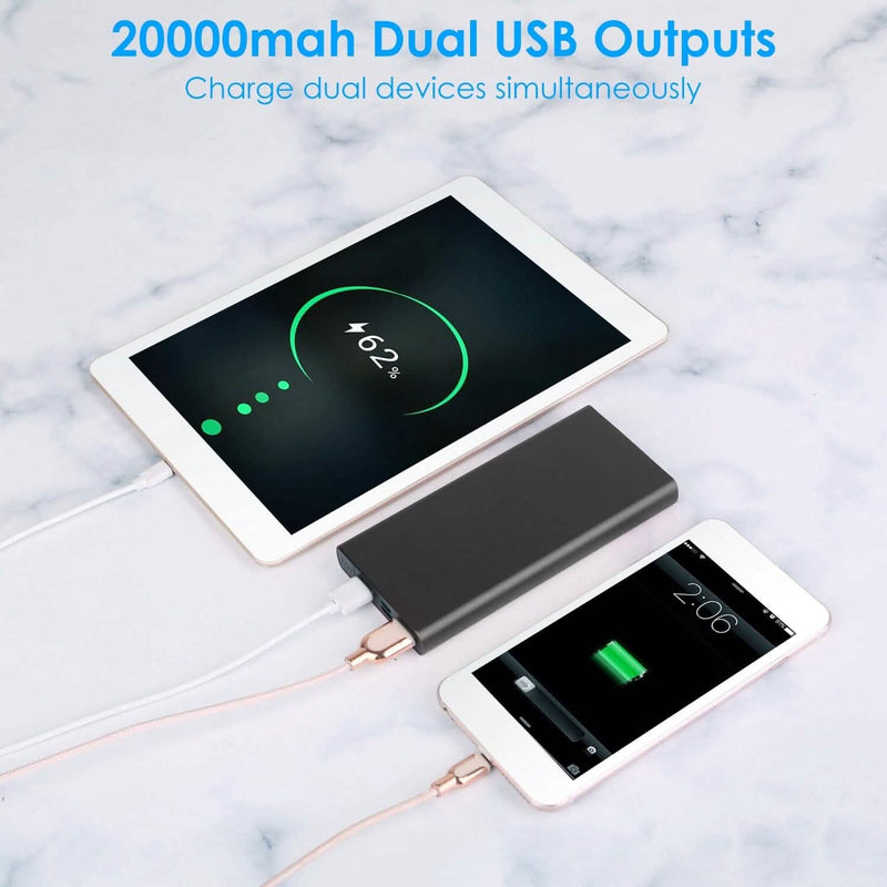 20000mAh Power Bank Portable External Battery Pack with Dual USB Output Ports Type C Micro USB Input Mobile Accessories - DailySale