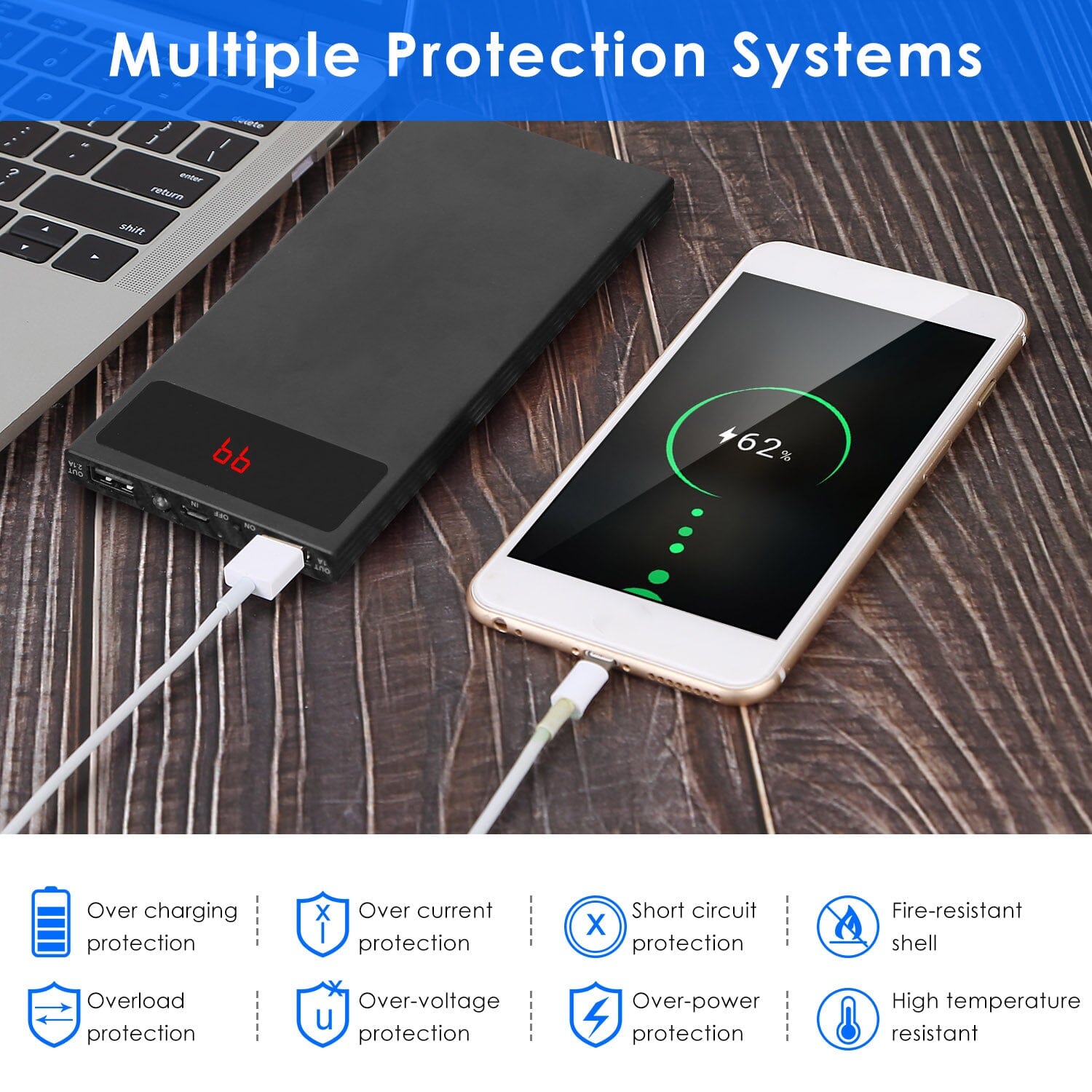 20,000mAh Power Bank Ultra-thin External Battery Pack Mobile Accessories - DailySale