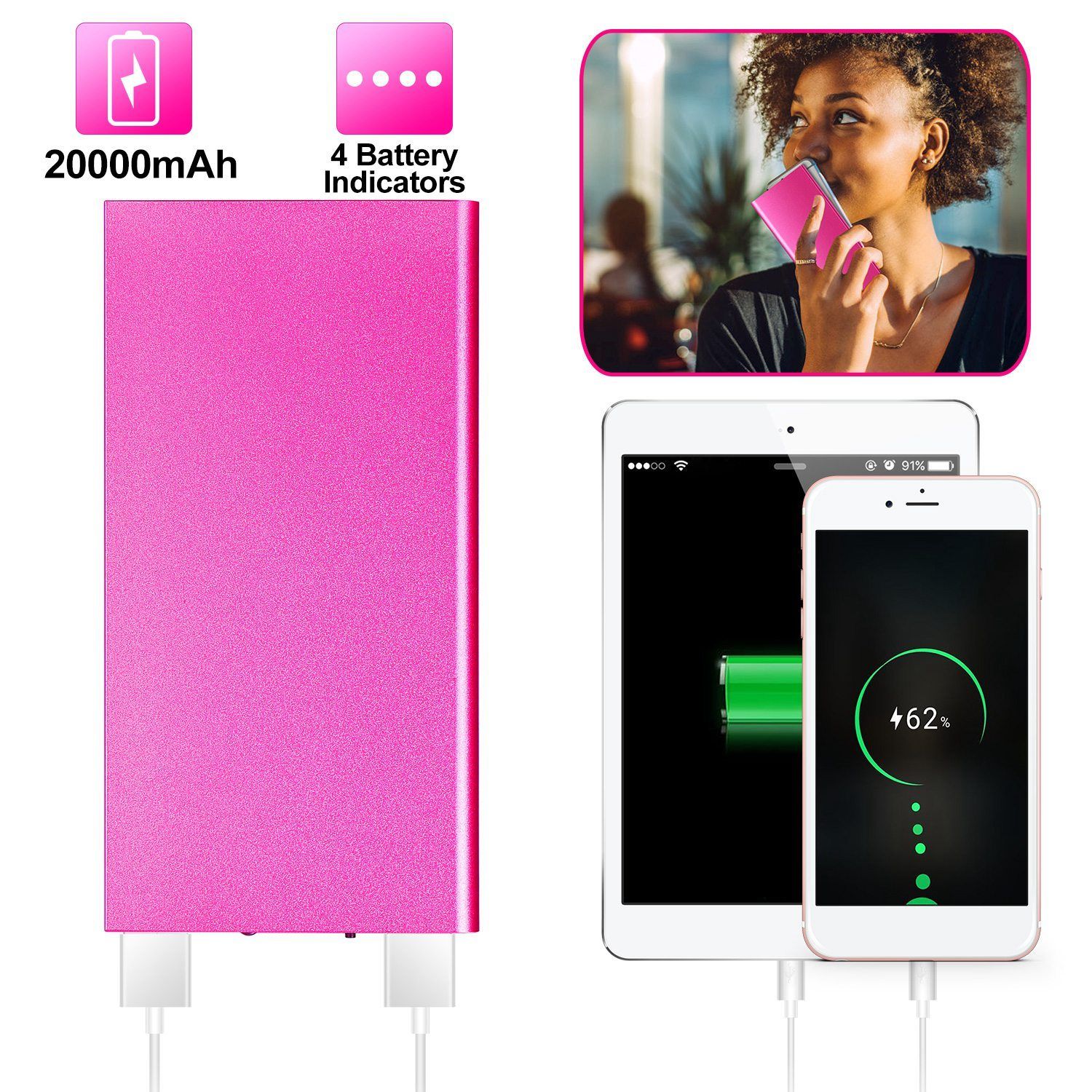 20000mAh Power Bank Ultra Thin External Battery Pack Mobile Accessories - DailySale