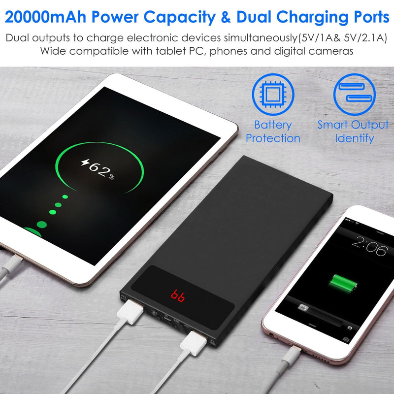 20,000mAh Power Bank Ultra-thin External Battery Pack Mobile Accessories - DailySale