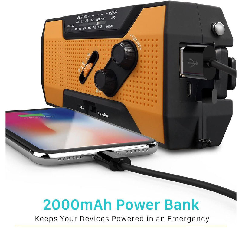 2000mAh NOAA Emergency Weather Radio Portable Power Bank with Solar Charging Sports & Outdoors - DailySale