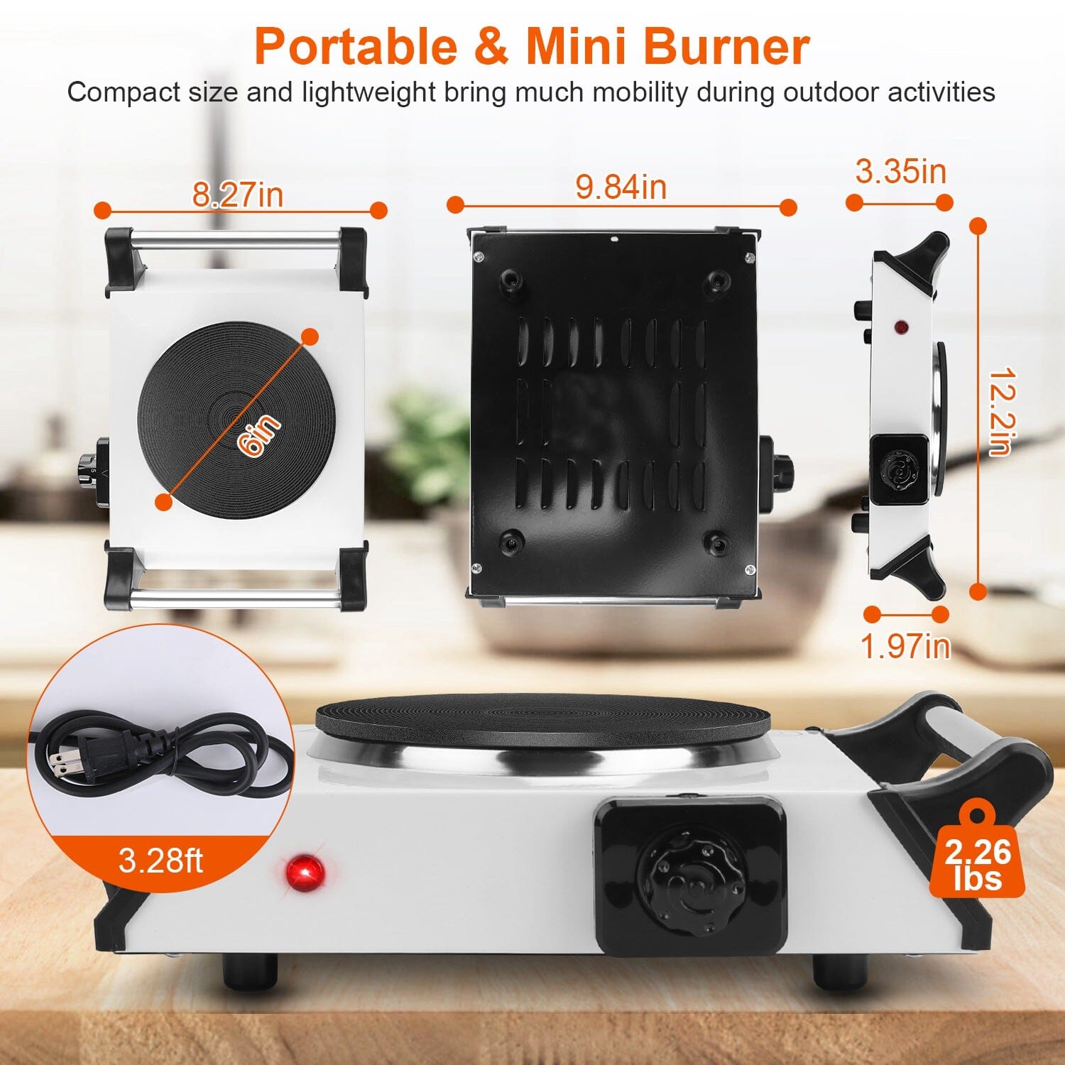 2000W Electric Burner Portable Coil Heating Hot Plate Stove Countertop Kitchen Appliances - DailySale